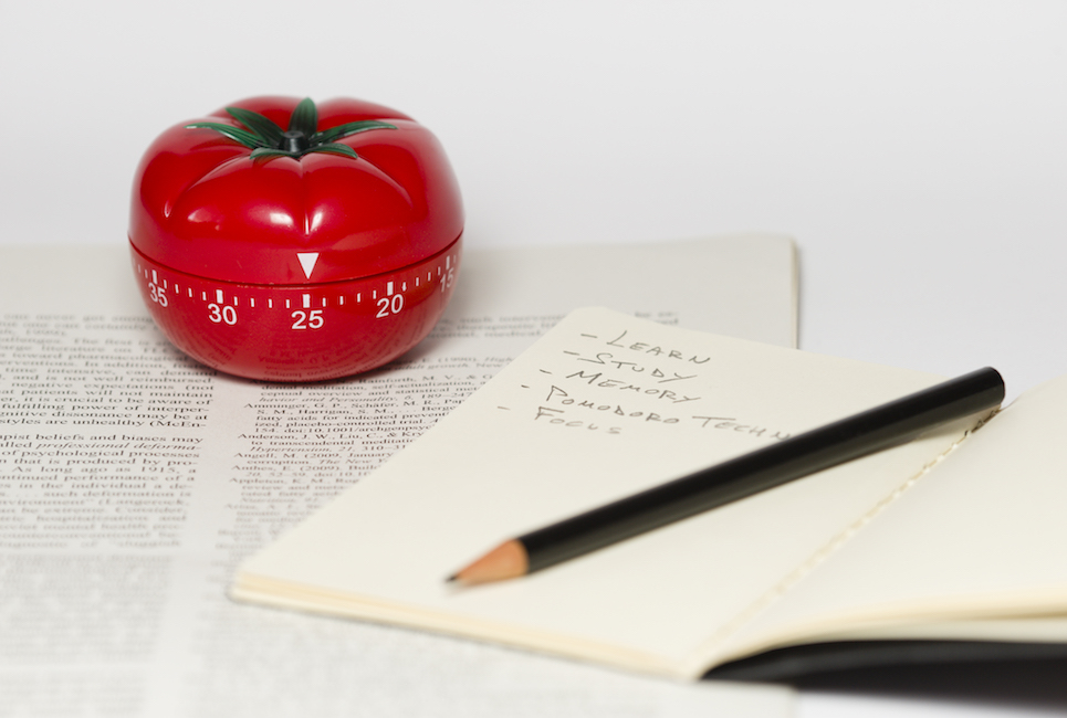 Pomodoro (tomato) technique is a study method that helps avoiding procrastination using a kitchen timer